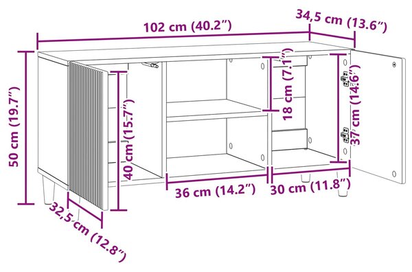 VidaXL TV szekrény Fekete 102 x 34,5 x 50 cm Szerelt Fa
