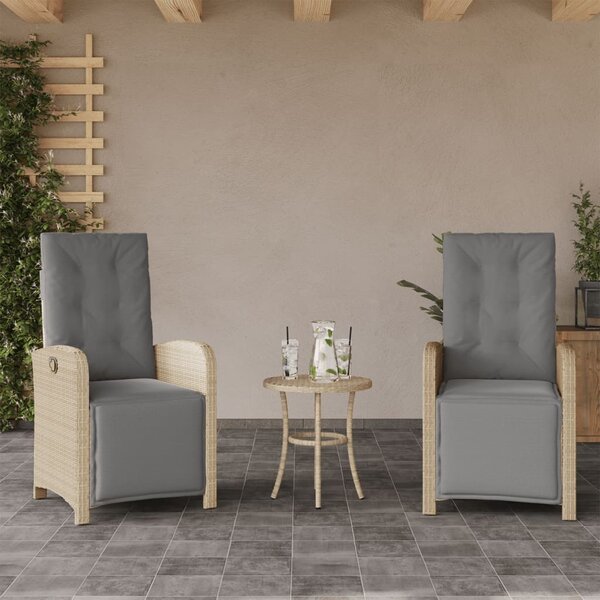 3 részes vegyes bézs polyrattan bisztrógarnitúra párnákkal