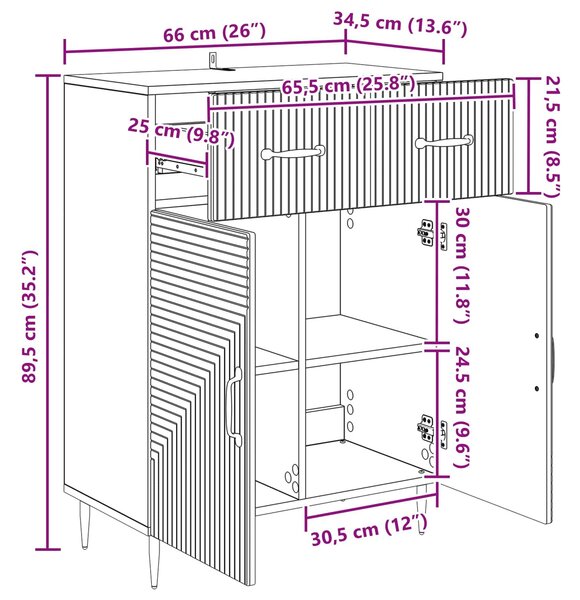 VidaXL Széf Antik Fa 66 x 34,5 x 89,5 cm Szerelt Fa