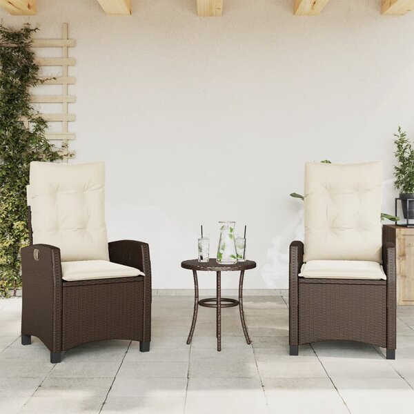 3 részes barna polyrattan bisztrógarnitúra párnákkal