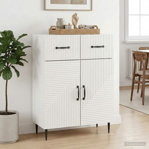 VidaXL Széf Magasfényű Fehér 66 x 34,5 x 89,5 cm Szerelt Fa