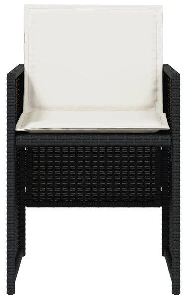 5 részes fekete polyrattan kerti étkezőgarnitúra párnákkal