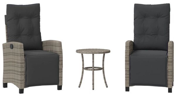 3 részes szürke polyrattan bisztrógarnitúra párnákkal