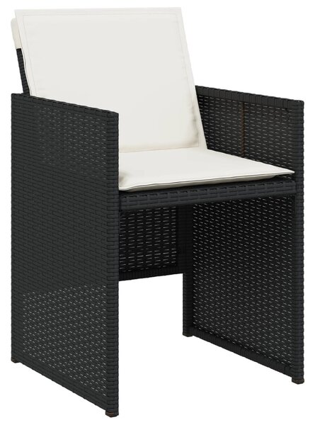 5 részes fekete polyrattan kerti étkezőgarnitúra párnákkal