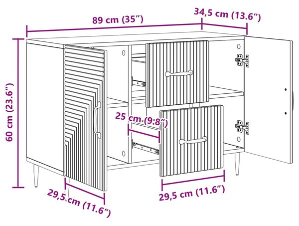 VidaXL Széf fiókkal Sonoma Tölgy 89 x 34,5 x 60 cm Szerelt Fa