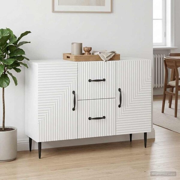 VidaXL Széf fiókkal Magasfényű Fehér 89 x 34,5 x 60 cm Szerelt Fa