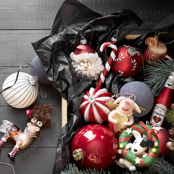 HANG ON üveg karácsonyfadísz, Candy Cane piros 8cm