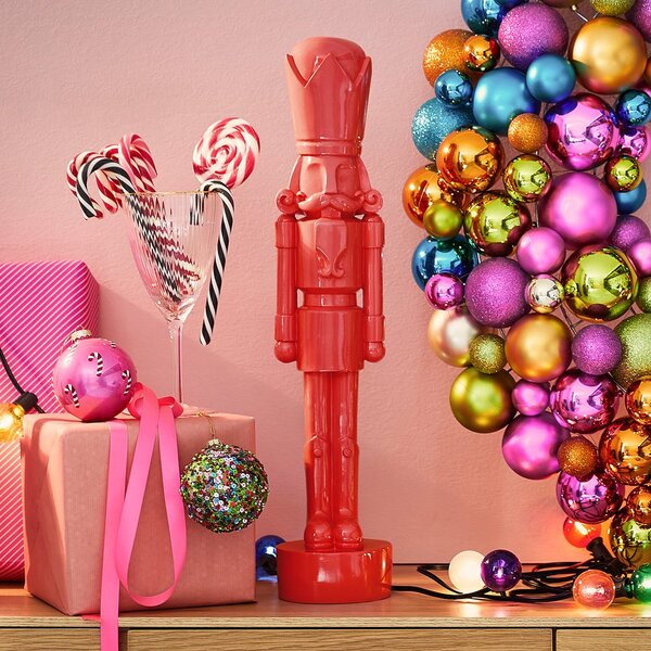 HANG ON üveg karácsonyfadísz, pink Candy Cane Ø8cm