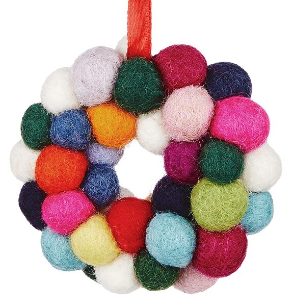 HANG ON filc karácsonyfadísz, mini koszorú Ø6 cm
