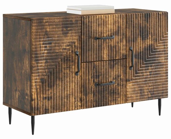VidaXL Széf fiókkal Füstös Tölgy 89 x 34,5 x 60 cm Szerelt Fa