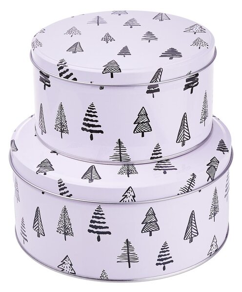 COOKIE JAR fém tárolódoboz, fenyőfa Ø16,7 cm