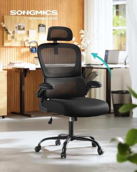Ergonomikus hálós irodai szék, dinamikus deréktámasz, állítható fejtámla, dönthető karfák, 70x70x135 cm, fekete