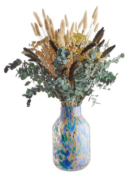 CONFETTI üveg váza, kék-narancs 28cm