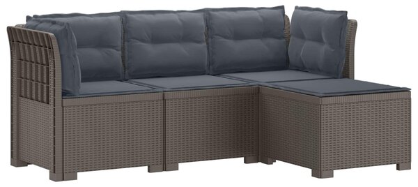 VidaXL 4 személyes kerti kanapé párnákkal, rattan hatású PP, világosszürke