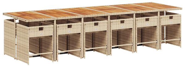 13 részes bézs polyrattan kerti étkezőgarnitúra párnákkal