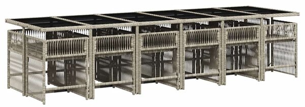 13 részes szürke polyrattan kerti étkezőgarnitúra párnákkal