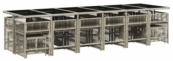 17 részes szürke polyrattan kerti étkezőgarnitúra párnákkal