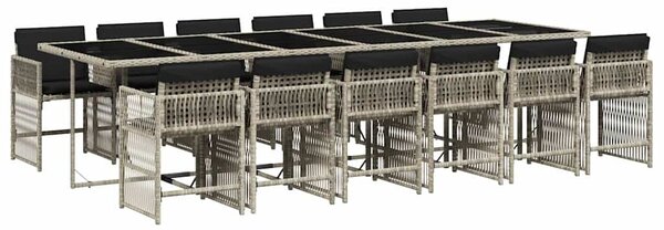 13 részes szürke polyrattan kerti étkezőgarnitúra párnákkal