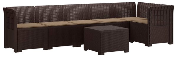 VidaXL Kerti kanapé 6 személyes, párnákkal, rattan hatású PP