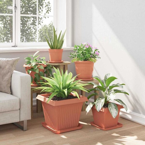 VidaXL Növénycserép 24 pcs Tégla Vörös 38 x 38 x 30 cm Műanyag