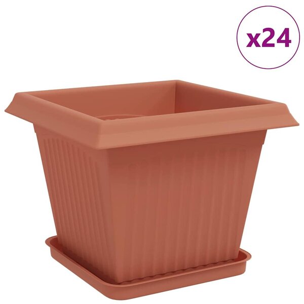 VidaXL Növénycserép 24 pcs Tégla Vörös 33 x 33 x 26 cm Műanyag