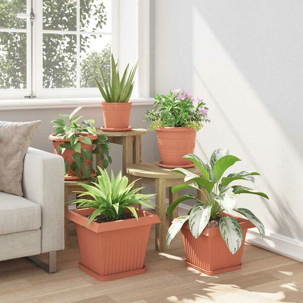 VidaXL Növénycserép 24 pcs Tégla Vörös 33 x 33 x 26 cm Műanyag