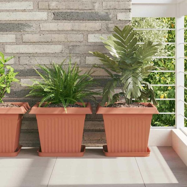 VidaXL Növénycserép 24 pcs Tégla Vörös 33 x 33 x 26 cm Műanyag