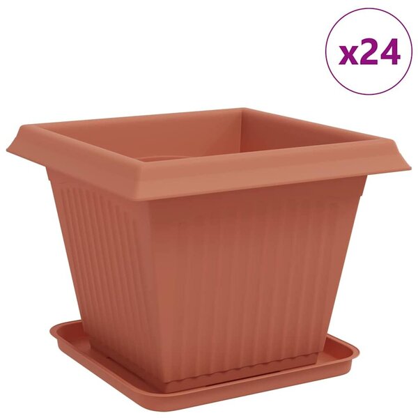 VidaXL Növénycserép 24 pcs Tégla Vörös 38 x 38 x 30 cm Műanyag