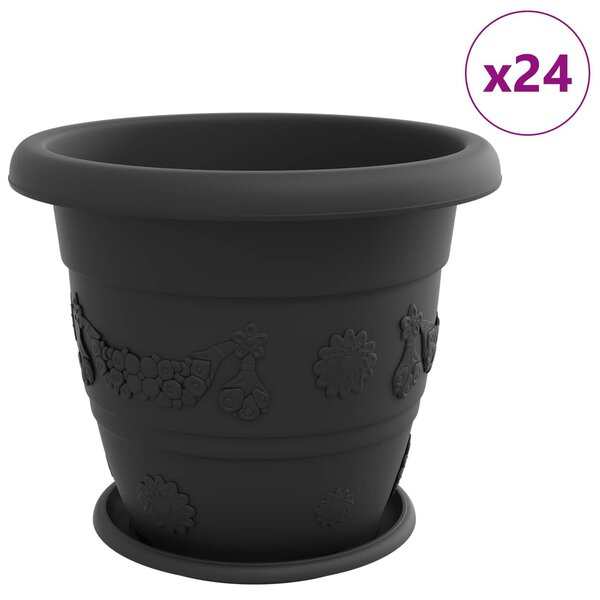 VidaXL Növénycserép 24 pcs Fekete Ø 39 x 32 cm Műanyag