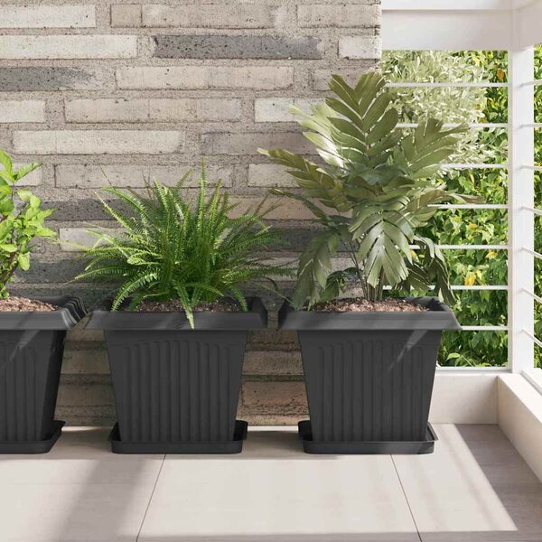 VidaXL Növénycserép 24 pcs Fekete 33 x 33 x 26 cm Műanyag