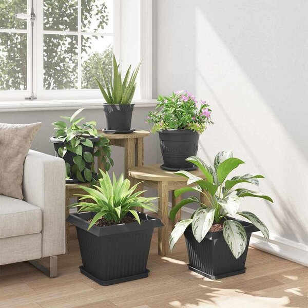 VidaXL Növénycserép 24 pcs Fekete 33 x 33 x 26 cm Műanyag