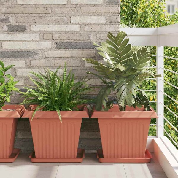 VidaXL Növénycserép 24 pcs Tégla Vörös 43 x 43 x 33,5 cm Műanyag