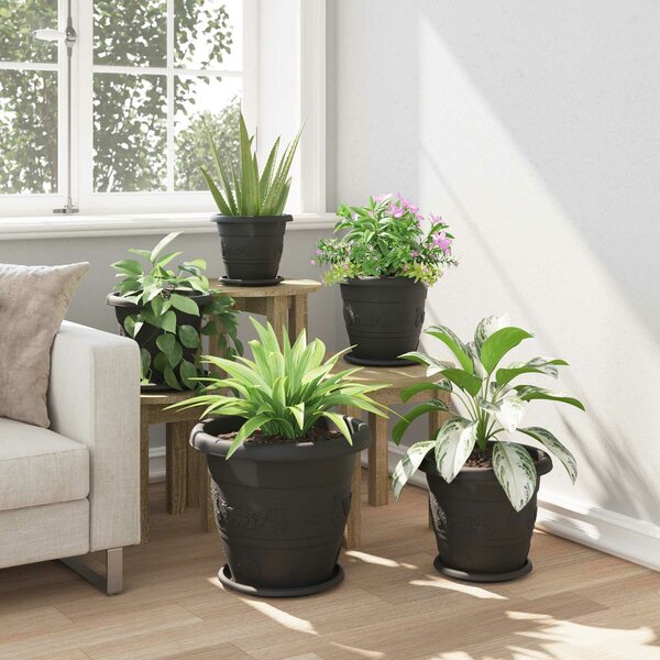 VidaXL Növénycserép 24 pcs Fekete Ø 39 x 32 cm Műanyag