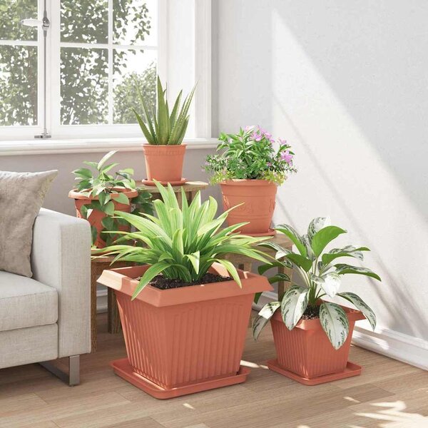 VidaXL Növénycserép 24 pcs Tégla Vörös 43 x 43 x 33,5 cm Műanyag