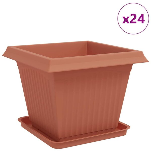 VidaXL Növénycserép 24 pcs Tégla Vörös 43 x 43 x 33,5 cm Műanyag