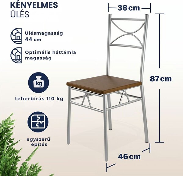 PAUL étkezőgarnitúra, 5 részes, sötét tölgy Casaria