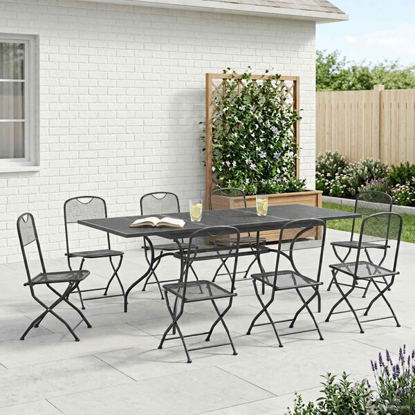 Kert étkező szett 9 pcs Antracitszürke 212 x 90 x 76 cm