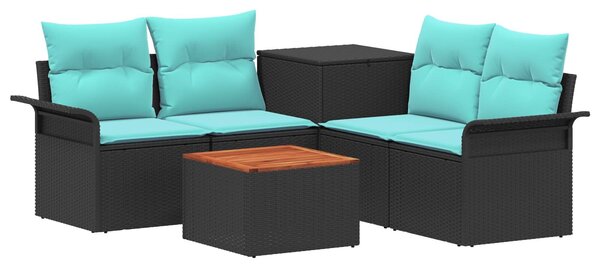 VidaXL Kanapé Szett 6 pcs 4-Ülőhelyek száma Fekete és Kék
