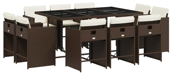 11 részes barna polyrattan kerti ülőgarnitúra párnákkal
