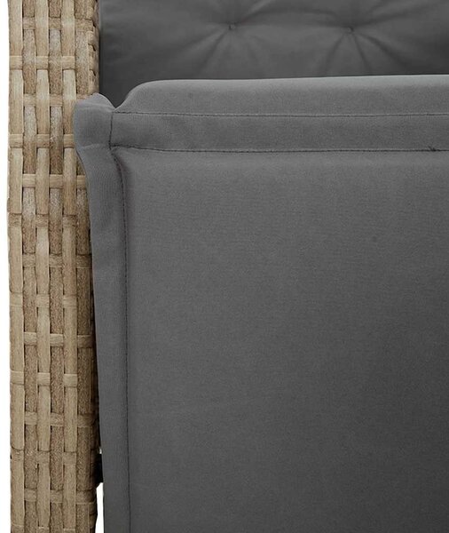 9 részes vegyes bézs polyrattan kerti étkezőgarnitúra párnákkal