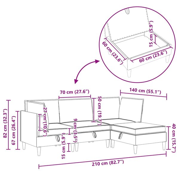 VidaXL Nappali bútor szett 4 pcs Zabpehely Szövet