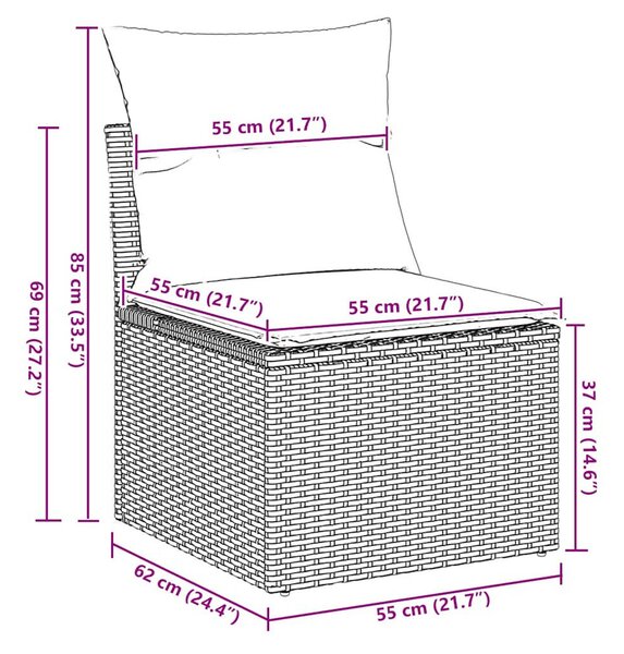 2 részes barna polyrattan akácfa kerti ülőgarnitúra párnákkal
