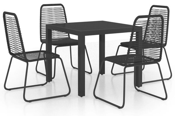 5 részes fekete PVC rattan kerti étkezőgarnitúra