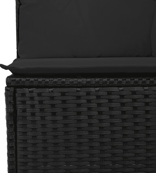 6 részes fekete polyrattan kerti ülőgarnitúra párnákkal