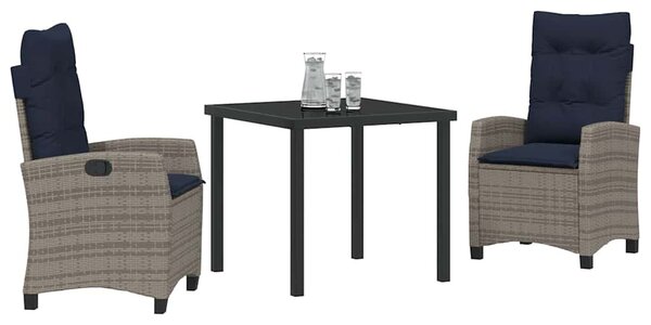 Kert étkező szett párnával 3 pcs Szürke polirattan