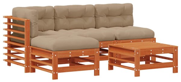 Kerti lounge szett 5 pcs Viaszbarna Tömör Fenyőfa