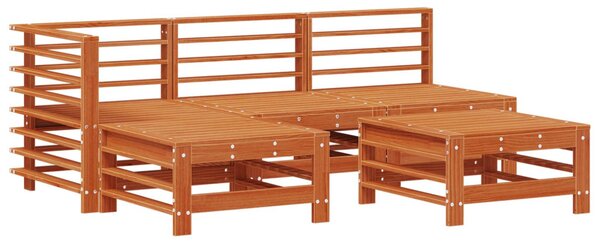 Kerti lounge szett 5 pcs Viaszbarna Tömör Fenyőfa