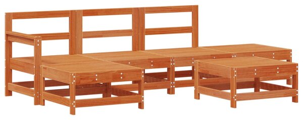 Kerti lounge szett 6 pcs Viaszbarna Tömör Fenyőfa