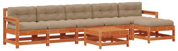 Kerti lounge szett 7 pcs Viaszbarna Tömör Fenyőfa