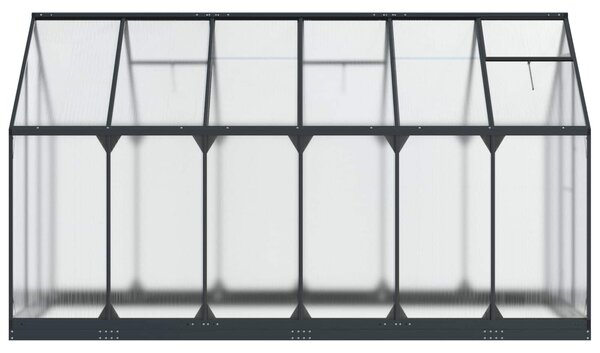 VidaXL Kerti Üvegház ajtóval Antracitszürke 183,5 x 363,5 x 207 cm